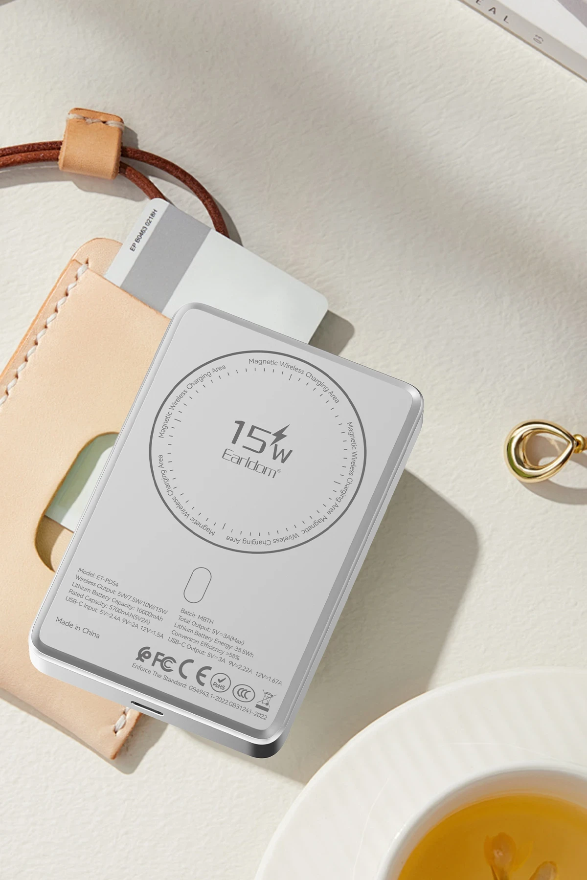 Earldom PD54 10.000 mAh 15W Kablosuz Şarj ve 20W Type-C Çıkışlı PD Hızlı Şarj Powerbank