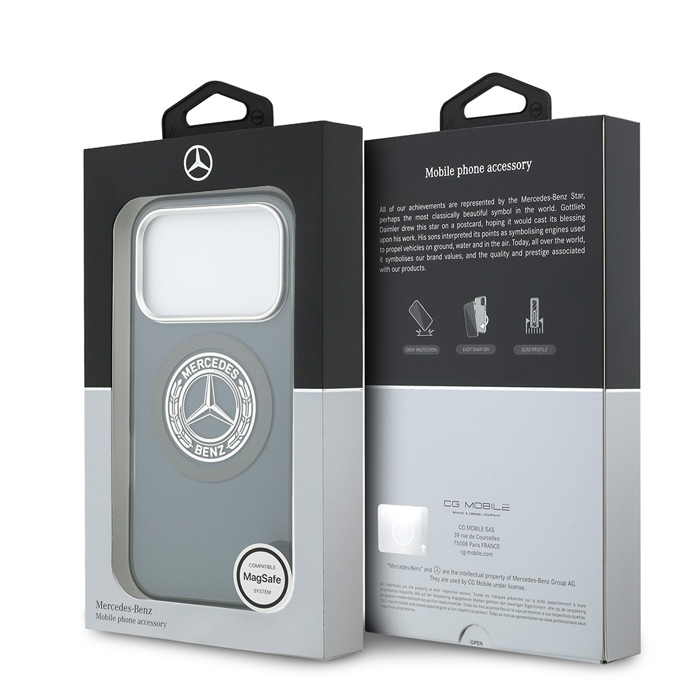 Apple iPhone 17 Pro Kılıf Mercedes Benz Orjinal Lisanslı M-safe Şarj Özellikli Çift Katmanlı PC Nostaljik Yıldız Dizayn Kapak