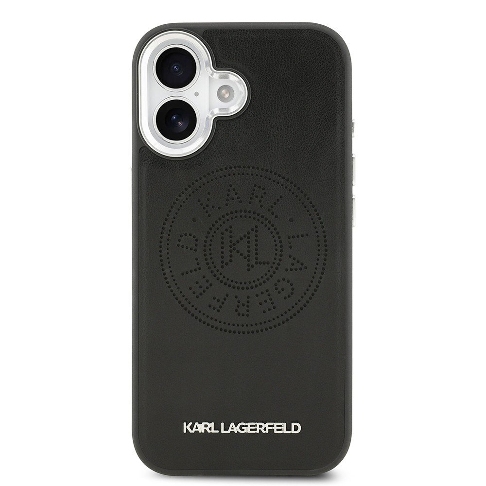Apple iPhone 17 Kılıf Karl Lagerfeld Orjinal Lisanslı M-safe Şarj Özellikli Delikli Tasarım Metal Logolu PU Deri Kapak