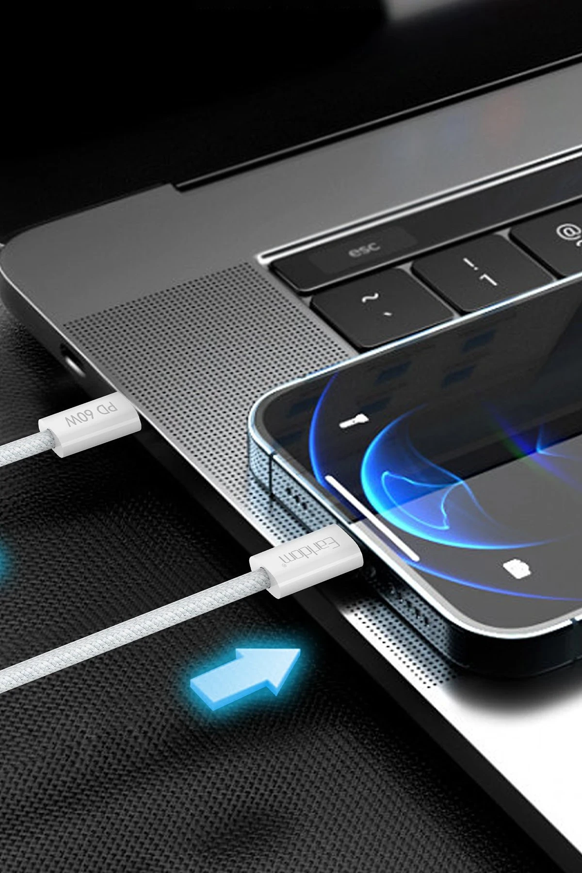 Earldom EC-190CC 1M 60W Type-C to Type-C PD Hızlı Şarj Kablosu