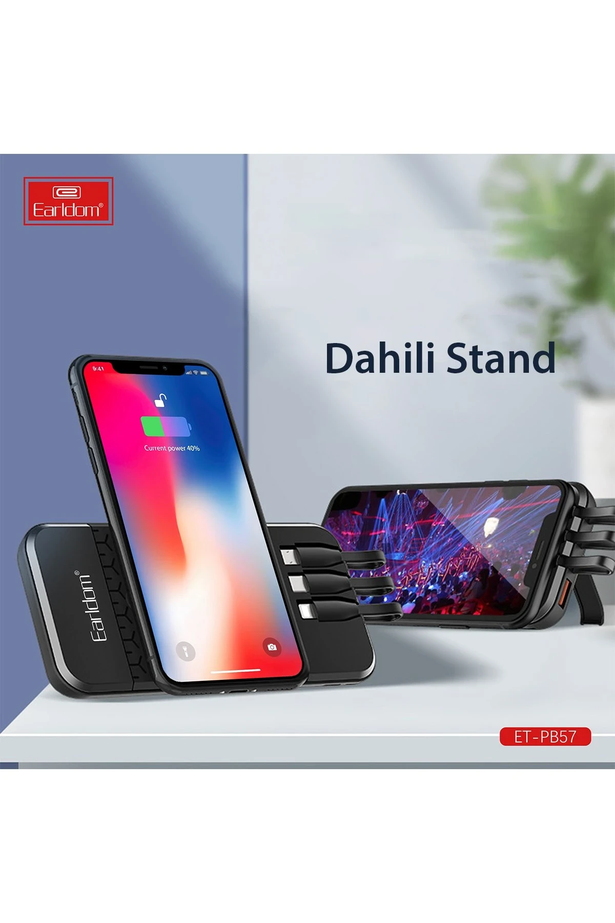 Earldom PB57 10.000 mAh 5in1 Kablosuz Şarjlı PD Hızlı Şarj Powerbank