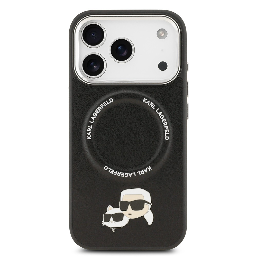 Apple iPhone 17 Pro Kılıf Karl Lagerfeld Orjinal Lisanslı M-safe Şarj Özellikli Metal Kamera ve Buton Tasarımlı K&C PU Deri Kapak