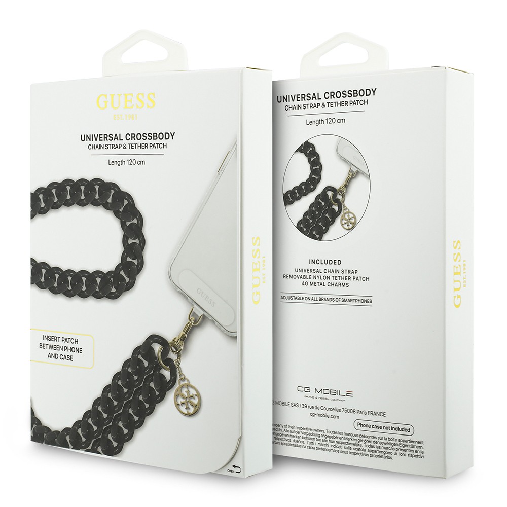 Guess Orjinal Lisanslı 4G Metal Logolu Büyük Zincirli Çapraz Vücut Telefon Askı Kayışı 120cm