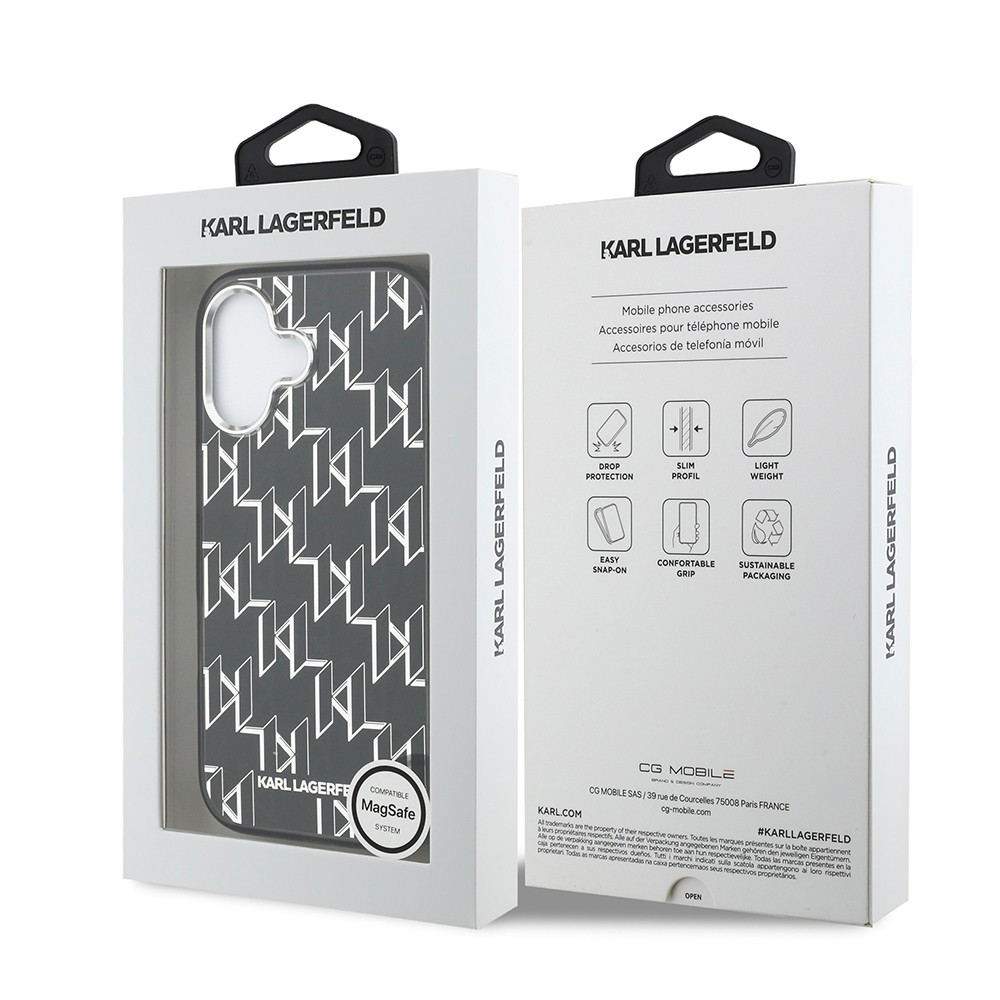 Apple iPhone 17 Kılıf Orjinal Lisanslı M-safe Şarj Özellikli Karl Lagerfeld IML Baskılı Monogram Dizayn Kapak