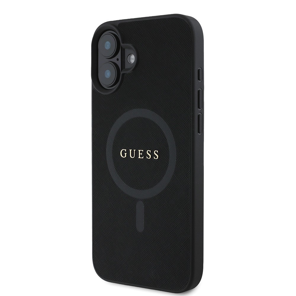 Apple iPhone 16 Kılıf Guess Orjinal Lisanslı M-safe Şarj Özellikli Yazı Logolu Saffiano Classic Kapak
