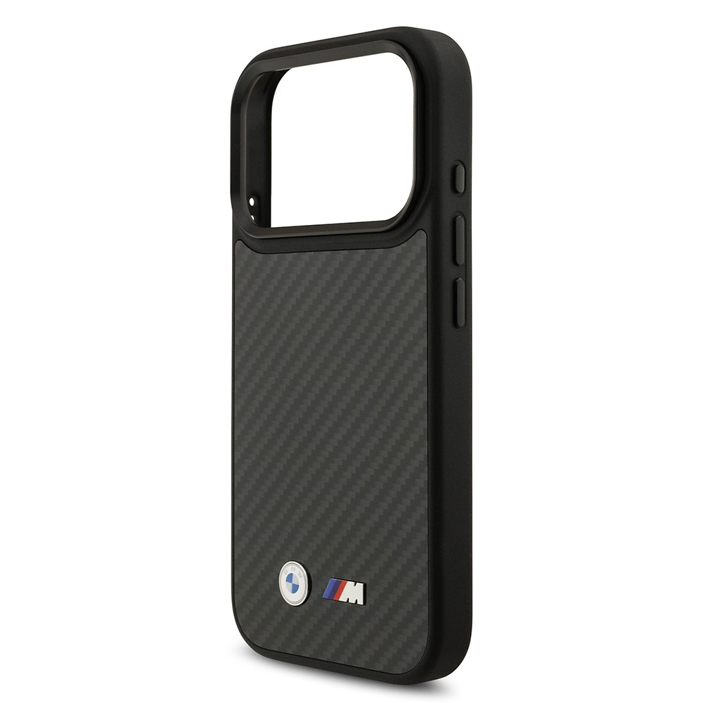 Apple iPhone 17 Pro Kılıf BMW Orjinal Lisanslı M-safe Şarj Özellikli Karbon Fiber Metal Logolu Kapak