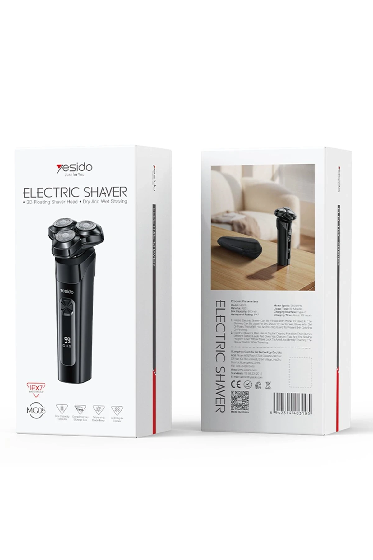 Yesido MG05 IPX7 Su Geçirmez Özellikli Dijital Şarj Göstergeli Paslanmaz Çelik Başlıklı Tıraş Makinesi