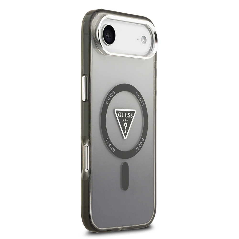 Apple iPhone 17 Air Kılıf Guess Orjinal Lisanslı M-safe Şarj Özellikli IML Baskılı Üçgen Logolu Metal Kamera Çerçeveli Kapak