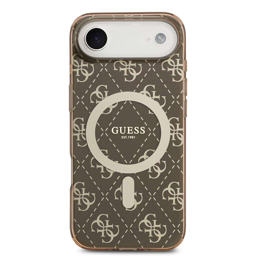 Apple iPhone 17 Air Kılıf Guess Orjinal Lisanslı M-safe Şarj Özellikli IML Baskılı Klasik Logolu 4G Desenli Kapak