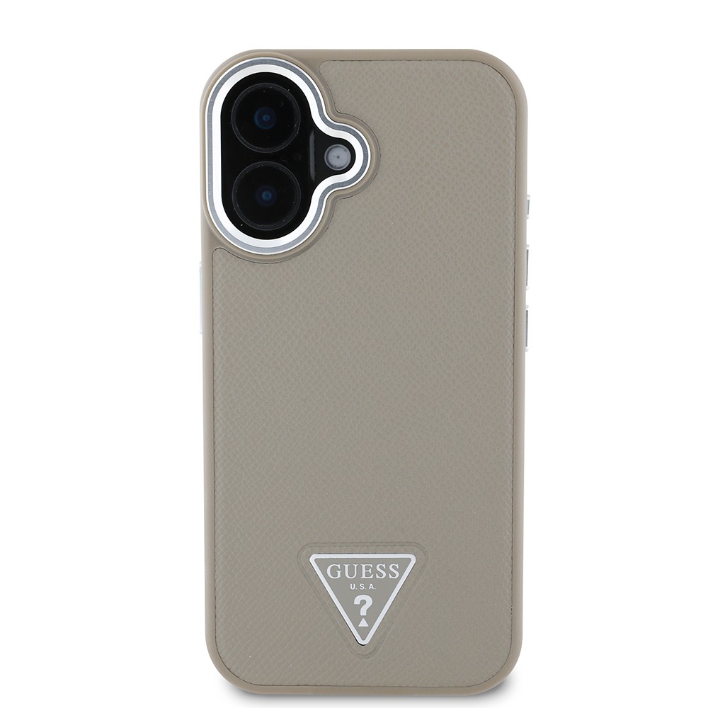 Apple iPhone 16 Plus Kılıf Guess Orjinal Lisanslı M-safe Şarj Özellikli Grained Triangle Kapak