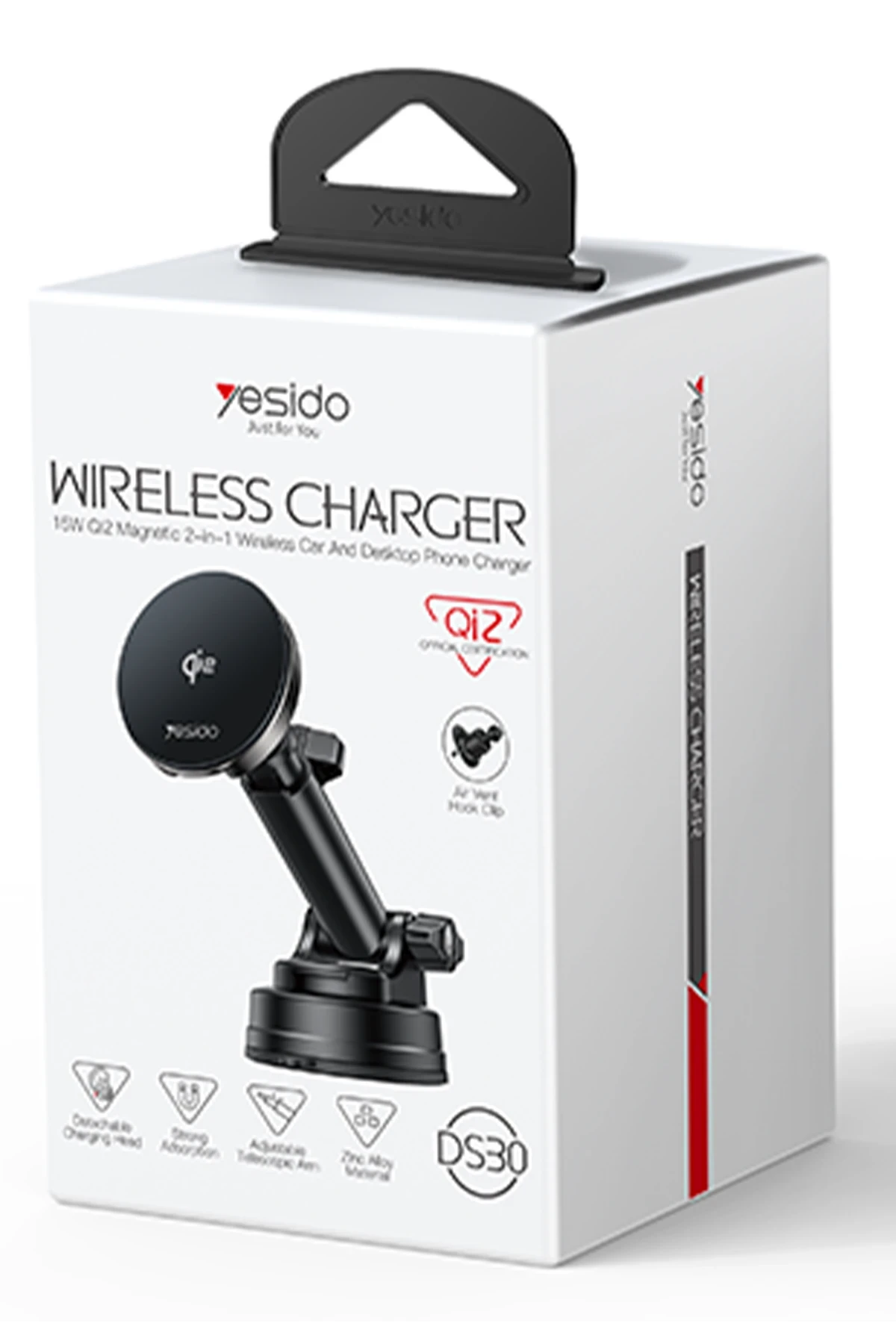 Yesido DS30 2in1 Izgara Klipsli ve Vantuzlu 15W Kablosuz Şarjlı Manyetik Magsafe Araç Tutucu