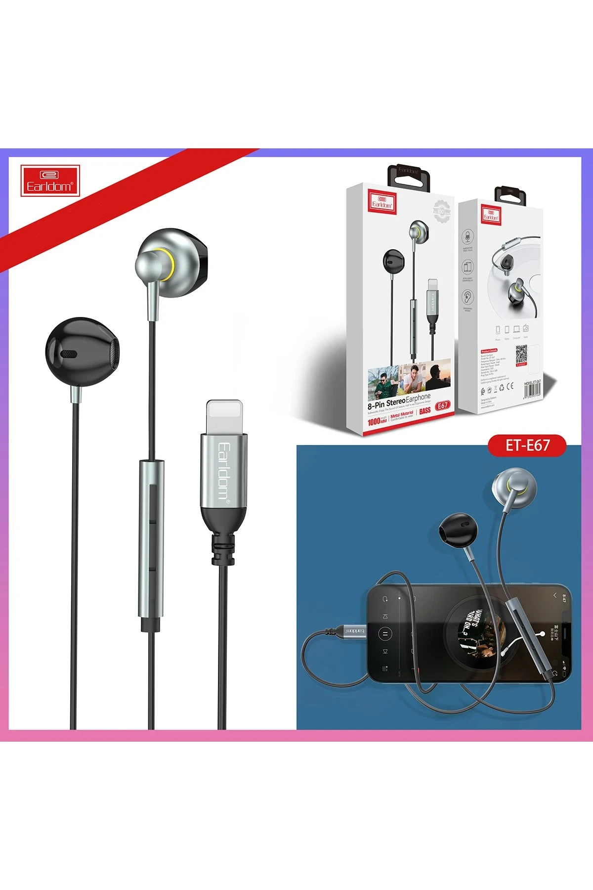 Earldom E67 Lightning Kablolu Kulaklık