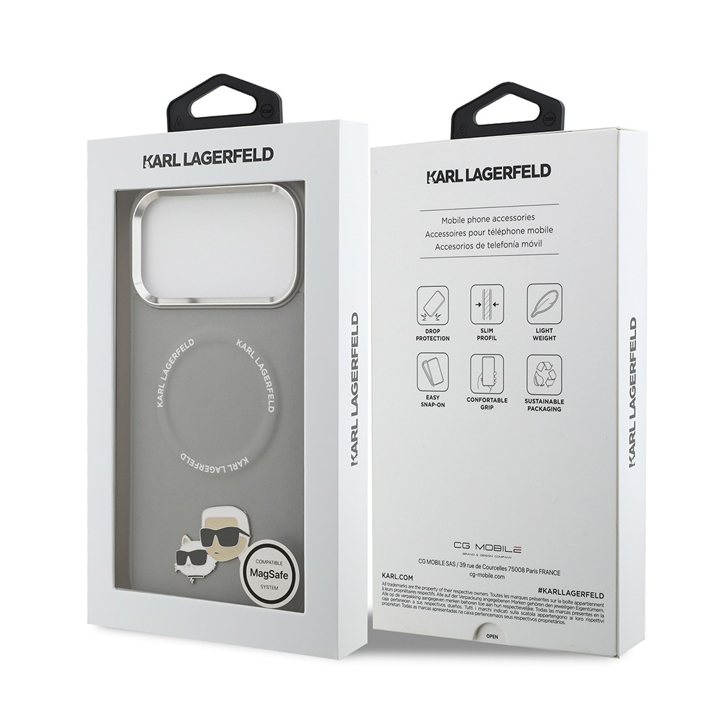 Apple iPhone 17 Pro Kılıf Karl Lagerfeld Orjinal Lisanslı M-safe Şarj Özellikli Metal Kamera ve Buton Tasarımlı K&C PU Deri Kapak