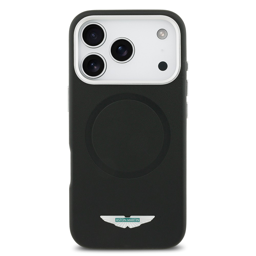 Apple iPhone 17 Pro Max Kılıf Aston Martin Orjinal Lisanslı M-safe Şarj Özellikli Metal Logolu PU Deri Kapak
