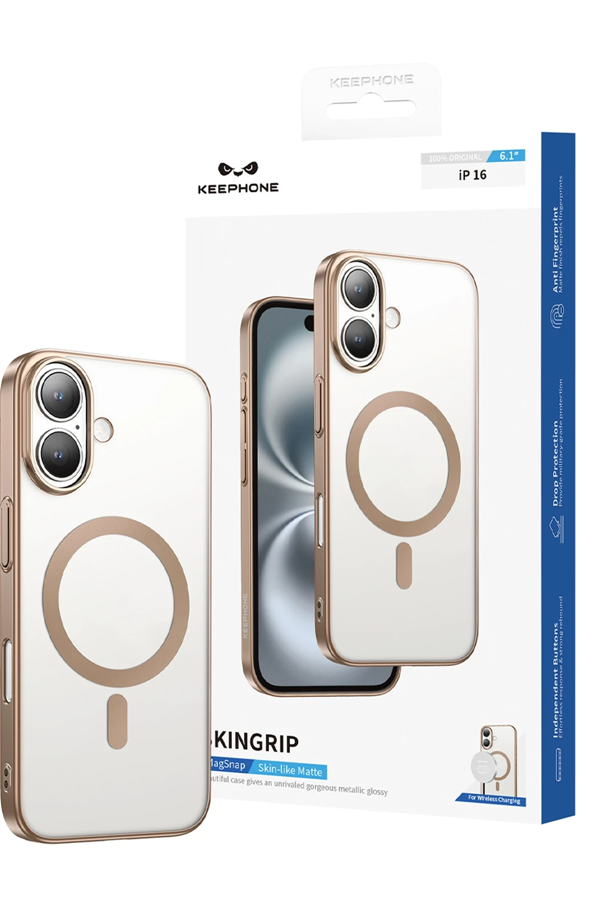 Keephone iPhone 16 Skingrip Magsafe Kılıf - Siyah Titanyum