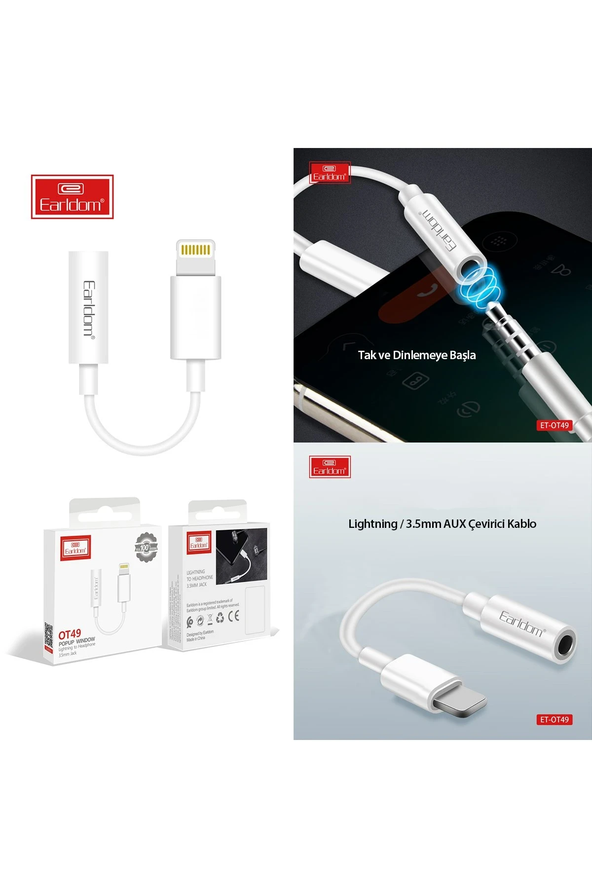 Earldom OT49 Tak Çalıştır Lightning to Aux Dönüştürücü