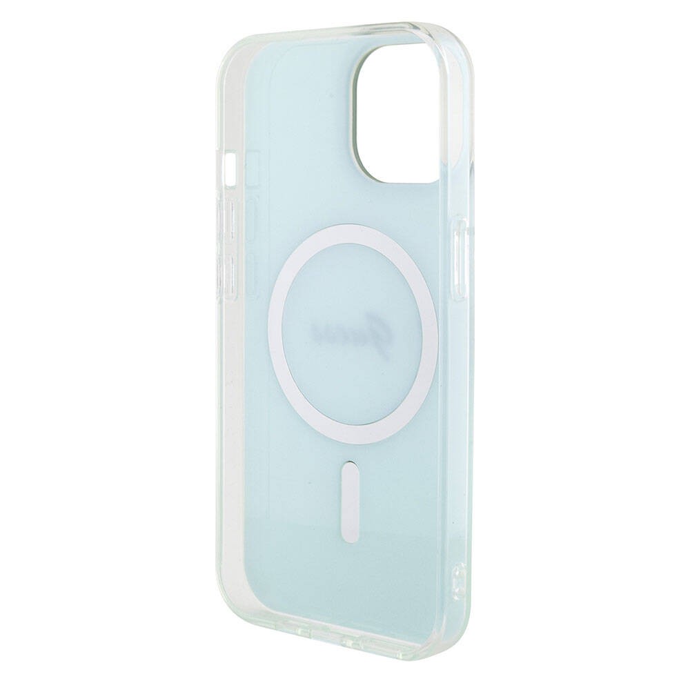 Apple iPhone 15 Kılıf Guess Orjinal Lisanslı M-safe Şarj Özellikli Yazı Logolu Iridescent Kapak