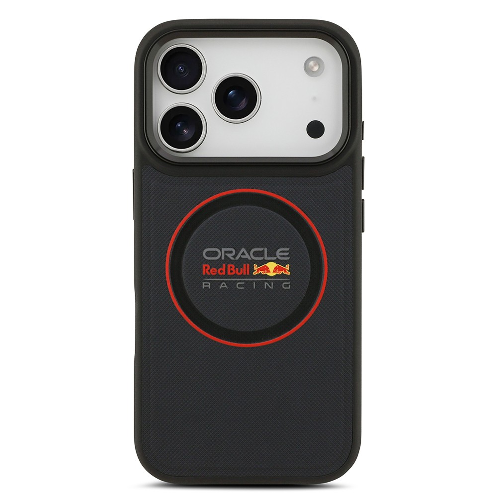 Apple iPhone 17 Pro Kılıf Redbull Orjinal Lisanslı M-safe Şarj Özellikli Kırmızı Halka ve Logo Kabartmalı PU Deri Kapak