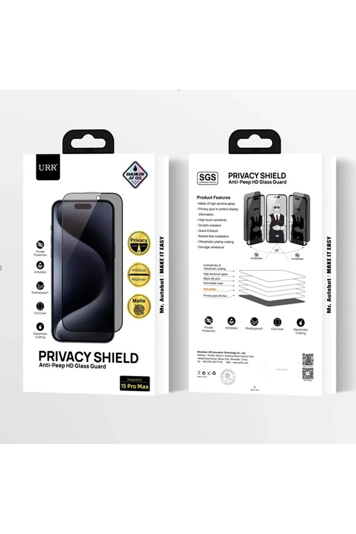 URR iPhone 16 Pro Max Matte Privacy Cam Ekran Koruyucu