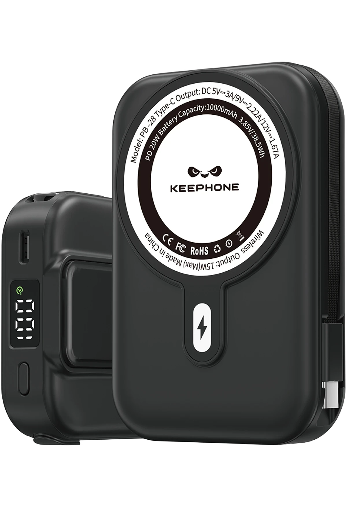 Keephone PB28 Roger 10.000 mAh 20W Type-C 20W Lightning 15W Kablosuz Şarj PD Magsafe Powerbank