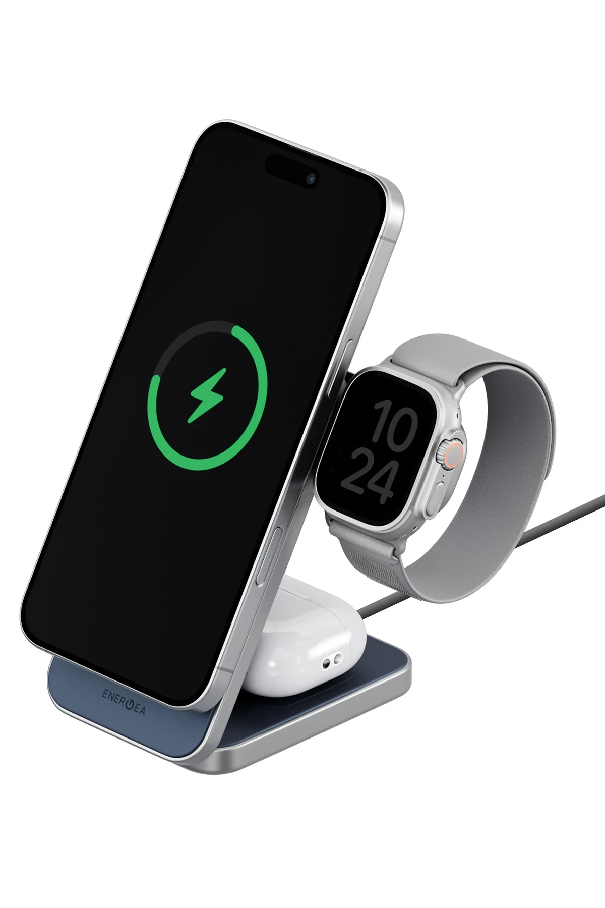 Energea MagTrio Plus 3in1 Katlanabilir 15W Telefon Saat Airpods Masaüstü Hızlı Şarj Standı