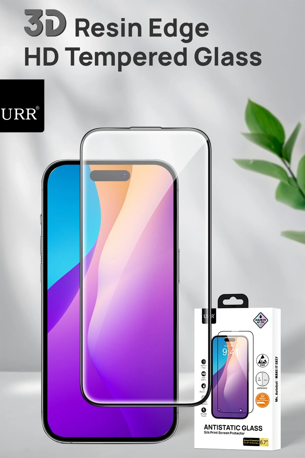 URR iPhone 15 Pro Max 3D Resin Edge Cam Ekran Koruyucu