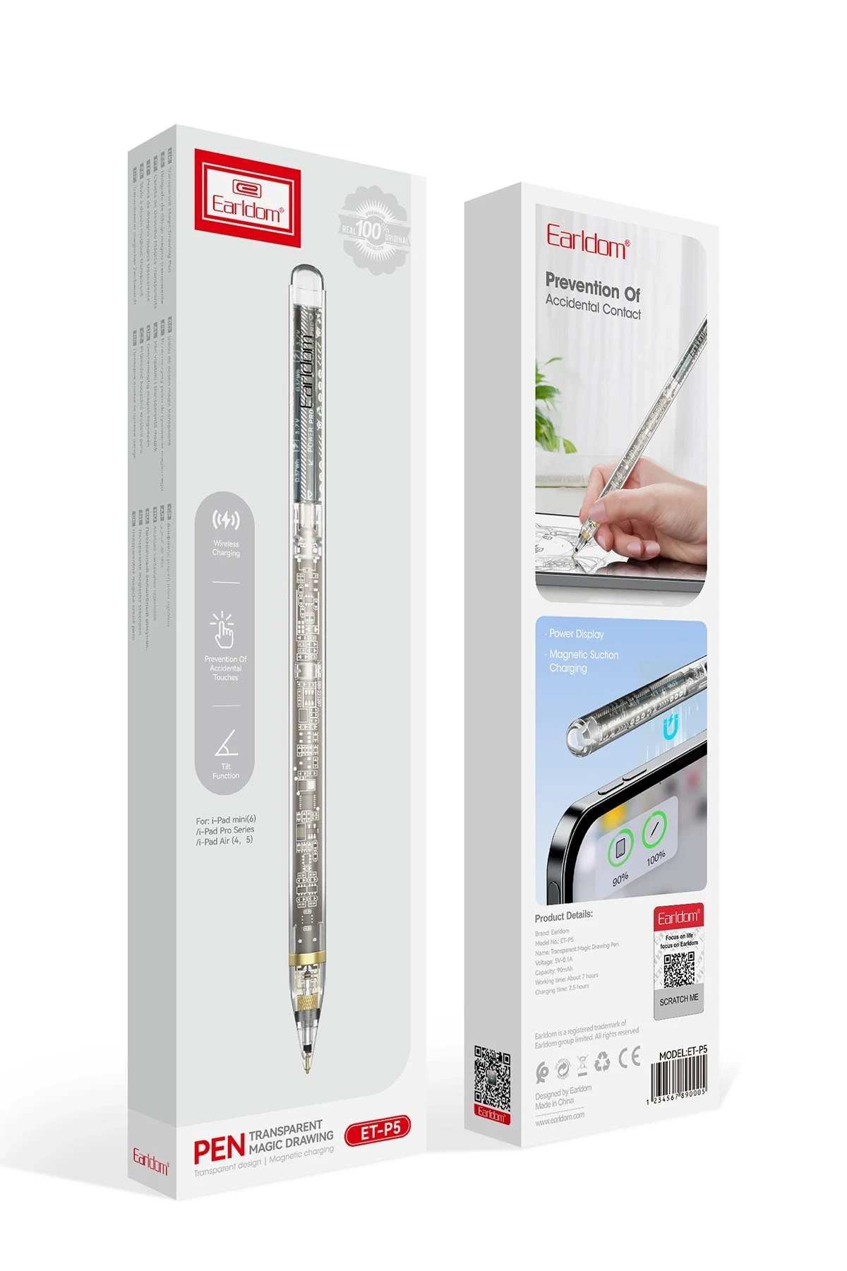 Earldom P5 Transparan Dokunmatik Stylus Kalem