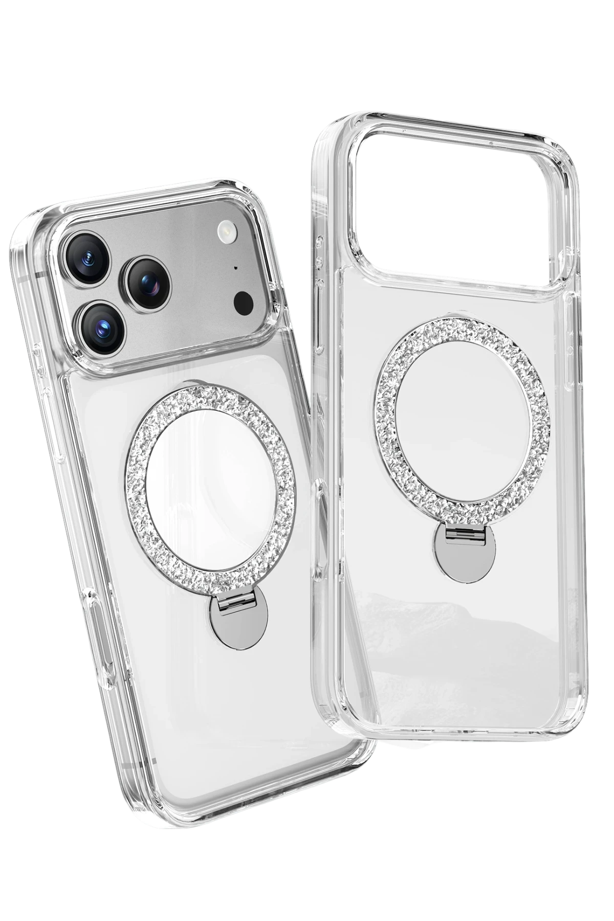Keephone Apple iPhone 17 Pro Max Crystal Taşlı 360 Magsafe Standlı Kapak