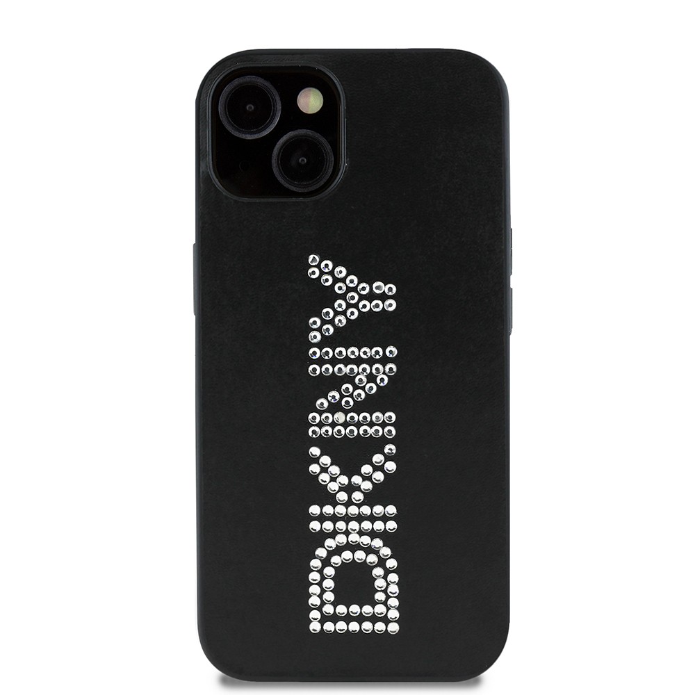 Apple iPhone 14 Kılıf DKNY Orjinal Lisanslı Taşlı DKNY Yazılı Metalik Rhinestones PU Deri Kapak