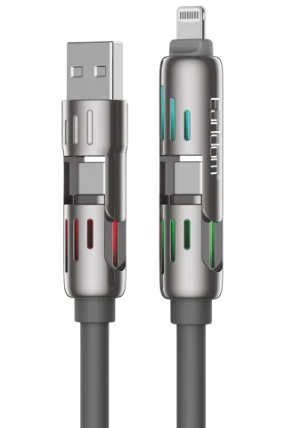 Earldom IC02 4in1 240W Type-C to Type-C Ekstra 2.4A USB to Lightning ve 30W Type-C to Lightninge Dönüşme Özellikli PD Hızlı Şarj Kablosu