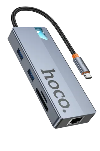 Hoco. HB52 Wow 8in1 100W PD 100 Mbps Ethernet 4K Hub Dönüştürücü