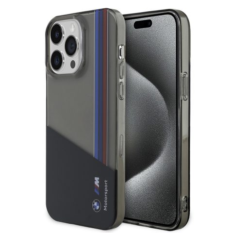 Apple iPhone 14 Pro Max Kılıf BMW Orjinal Lisanslı Yarı Transparan M Dizayn Çizgili Kapak