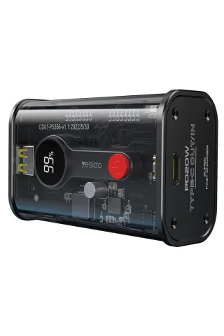 Yesido YP35 10.000 mAh USB3.0 PD Hızlı Şarj Powerbank - Şeffaf