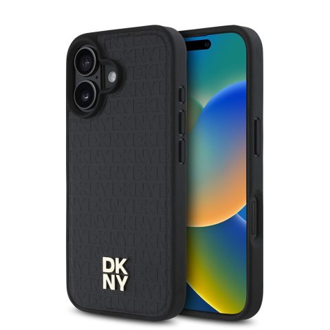 Apple iPhone 16 Kılıf DKNY Orjinal Lisanslı M-safe Şarj Özellikli 3D Yazılı Repeat Pattern Kapak