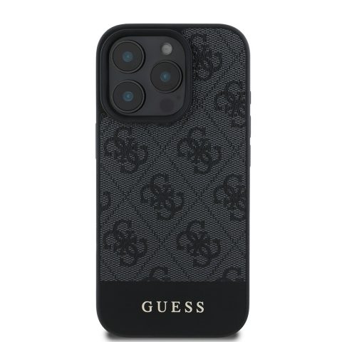 Apple iPhone 16 Pro Max Kılıf Guess Orjinal Lisanslı PU Deri Şerit Logo Dizaynlı Kapak