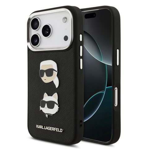 Apple iPhone 17 Pro Max Kılıf Karl Lagerfeld Orjinal Lisanslı Metal Logolu K&C Heads Pin Kapak