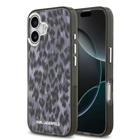 Apple iPhone 17 Kılıf Karl Lagerfeld Orjinal Lisanslı M-safe Şarj Özellikli IML Leopar Baskılı Kapak