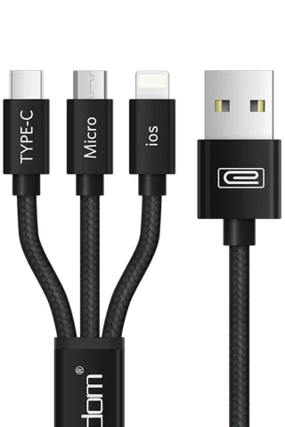 Earldom EC-IMC015 1.2M 3in1 USB to Type-C / Lightning / Micro Hızlı Şarj Kablosu