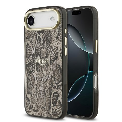 Apple iPhone 17 Air Kılıf Guess Orjinal Lisanslı M-safe Şarj Özellikli Yazı Logolu Python Desenli Kapak