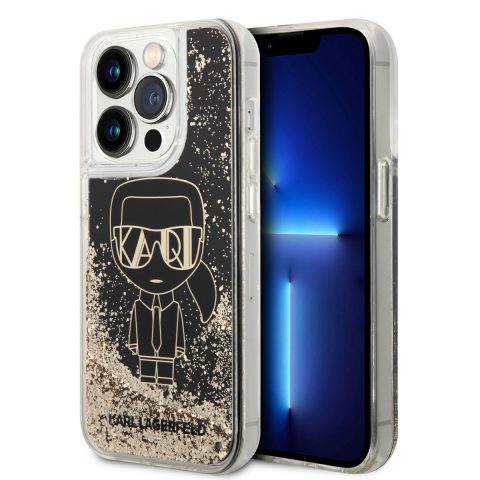 Apple iPhone 14 Pro Max Kılıf Karl Lagerfeld Sıvılı Simli Gatsby Dizayn Kapak
