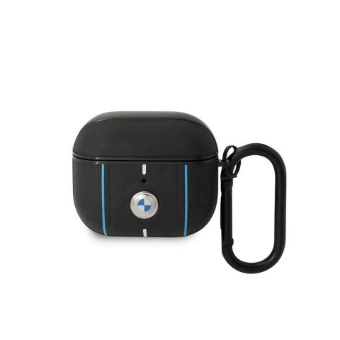 Apple Airpods 3. Nesil Kılıf BMW Orjinal Lisanslı PU Deri Mavi Beyaz Çizgili Metal Logolu Kapak
