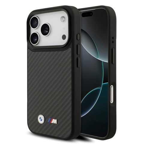 Apple iPhone 17 Pro Kılıf BMW Orjinal Lisanslı M-safe Şarj Özellikli Karbon Fiber Metal Logolu Kapak