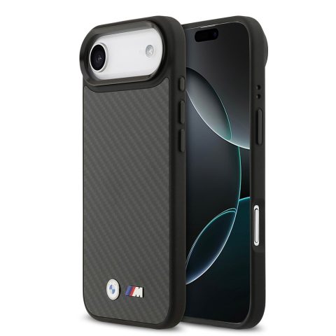 Apple iPhone 17 Air Kılıf BMW Orjinal Lisanslı M-safe Şarj Özellikli Karbon Fiber Metal Logolu Kapak