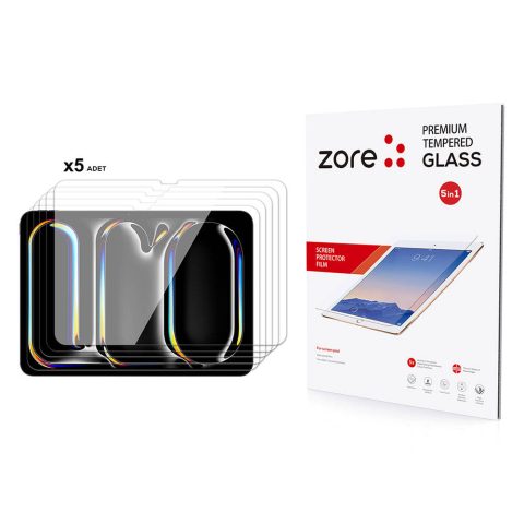 Apple iPad Pro 11 2024 Zore 5in1 Tablet Temperli Cam Ekran Koruyucu