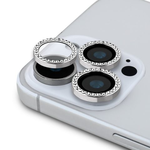 Apple iPhone 15 Pro Max Guess Orjinal Lisanslı Rhinestone Taşlı Lens Koruyucu