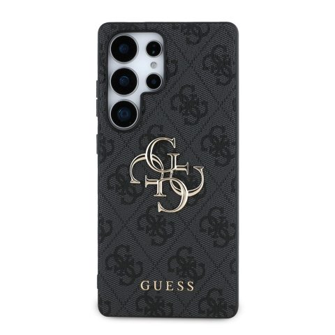 Galaxy S25 Ultra Kılıf Guess Orjinal Lisanslı PU Deri 4G Desenli Metal Büyük 4G ve Yazı Logolu Kapak
