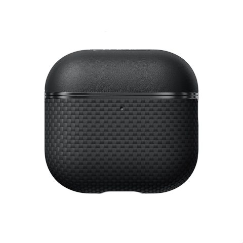 Apple Airpods 4 Kılıf 1500D Aramid Fiber Pitaka Ultra-Slim Classic Serisi Black-Grey Twill Kapak