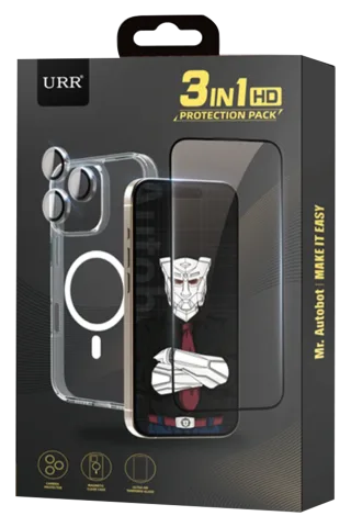 URR iPhone 14 Pro Max Crystal Clear Magsafe 3in1 Ekran Koruyucu ve Kamera Lens Set