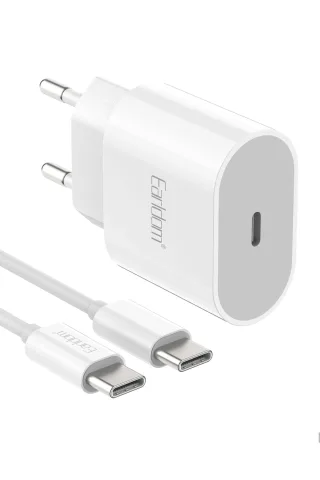 Earldom ES-EU42C 20W Type-C Çıkışlı Ekstra Type-C to Type-C Kablolu PD Hızlı Şarj Cihazı