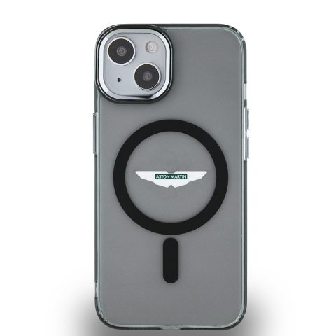 Apple iPhone 14 Kılıf Aston Martin Orjinal Lisanslı M-safe Şarj Özellikli IML Baskı Logolu Metal Düğmeli Kapak